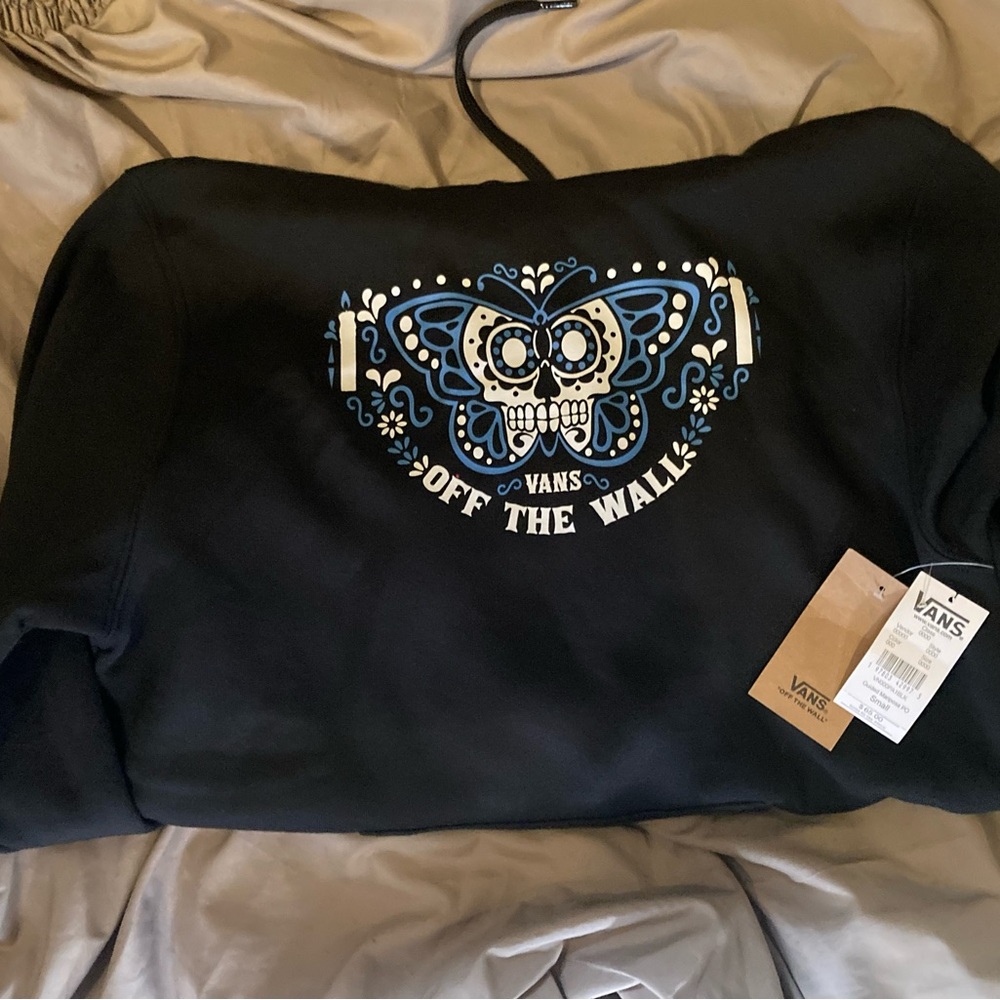 Vans Black Sweatshirt with Blue Skull Design